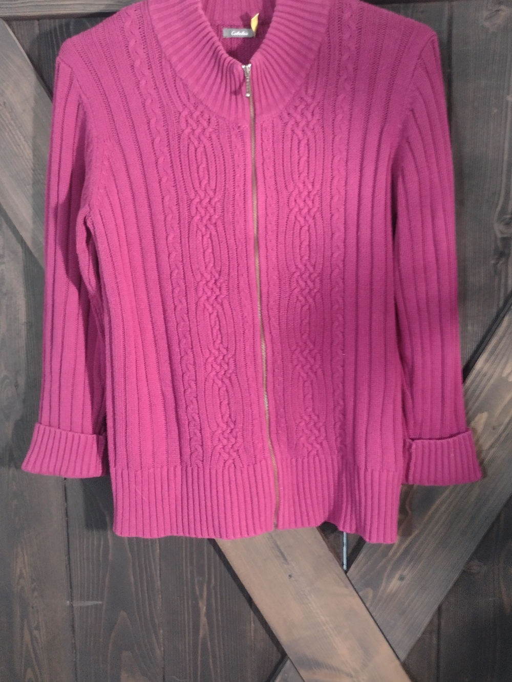 Cabela's Women's Raspberry Cable-Knit Zip Cardigan
